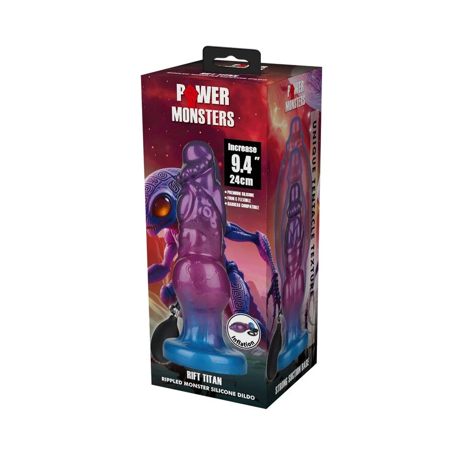 POWER MONSTERS - RIFT TITAN BICOLORE DILDO GONFIABILE IN SILICONE FANTASY 24 CM Ø 5 CM